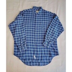 Vintage Levis Flannel Shirt Mens L Blue Soft Grunge White Tab 90s Pocket
